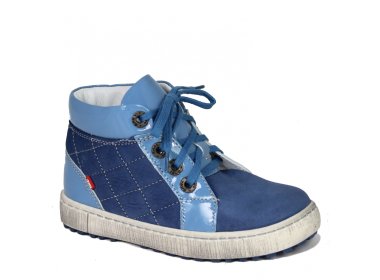Emel skórzane niebieskie sznurowane trzewiki E 2601A