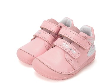 DD Step skórzane różowe buty Barefoot z chmurką