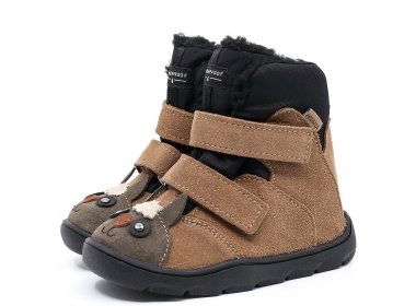 Buty dla dzieci barefoot zimowe Mrugała Heli Alpaca Karmel z membraną Te-Por