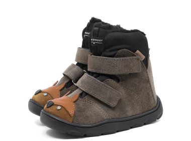 Buty dla dzieci barefoot zimowe Mrugała Heli Fox Grey z membraną Te-Por