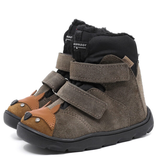 Buty dla dzieci barefoot zimowe Mrugała Heli Fox Grey z membraną Te-Por