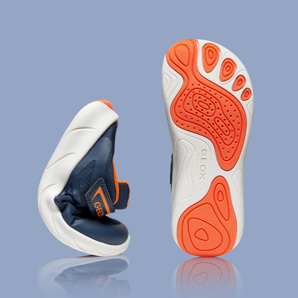 Geox Sneakersy buty sportowe Barefoot J Foot-run Boy Navy/Orange - obrazek 6