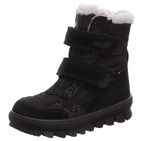 Czarne ocieplane śniegowce dziewczęce Superfit Flavia 1-000229-0000 z membraną Gore-Tex