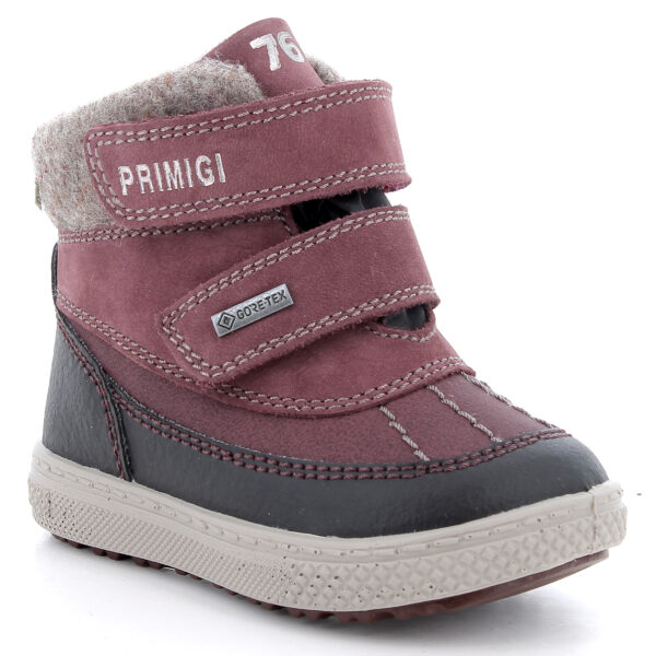 Bordowe ocieplane śniegowce dziewczęce Primigi 2352644 Gore-Tex Wool z filcową wkładką