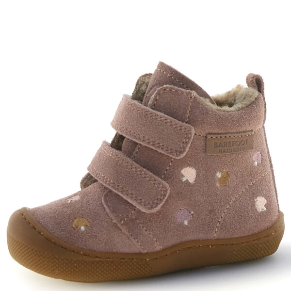 Różowe ocieplane buty zimowe dziecięce Naturino Barefoot Wiggghi Rose