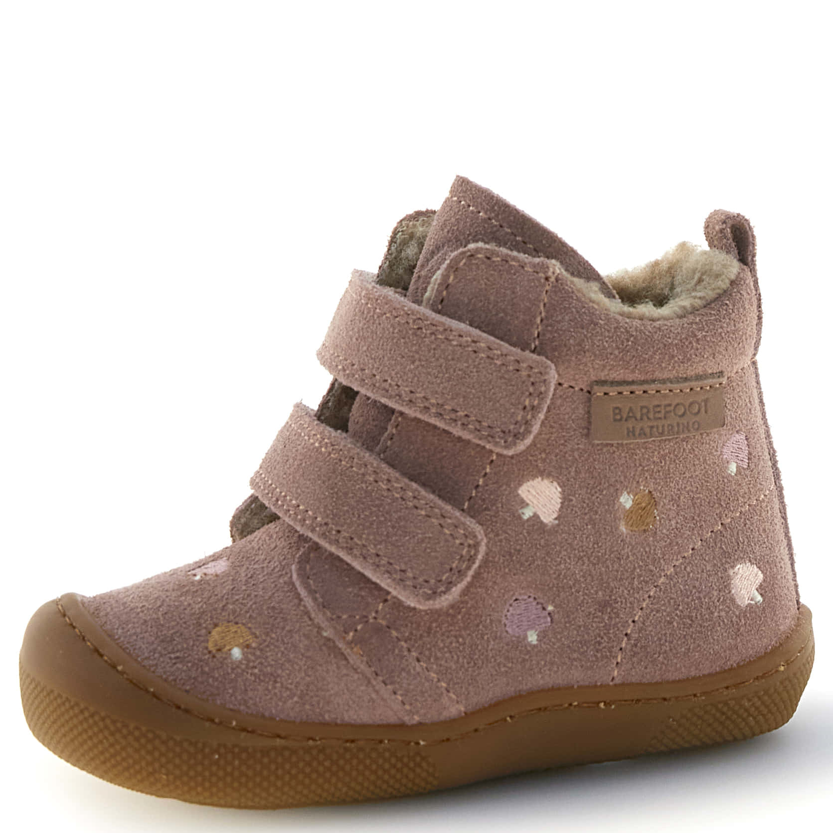 Różowe ocieplane buty zimowe dziecięce Naturino Barefoot Wiggghi Rose