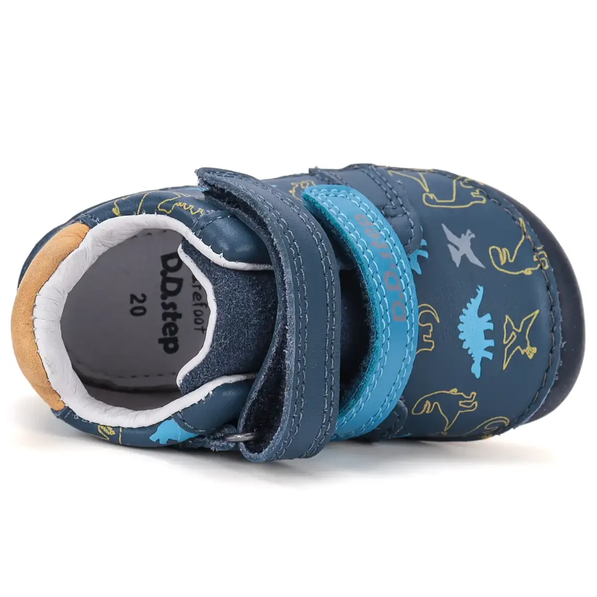 Półbuty Skórzane DD Step Barefoot Royal Blue S070-62594B – Niebieskie Buty z Dinozaurami - obrazek 5