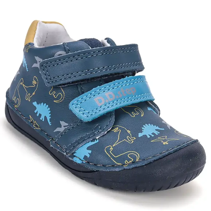 Półbuty Skórzane DD Step Barefoot Royal Blue S070-62594B – Niebieskie Buty z Dinozaurami - obrazek 7