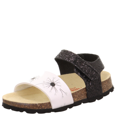 Dziewczęce sandały SUPERFIT FUSSBETTPANTOFFEL Weiss/Schwarz