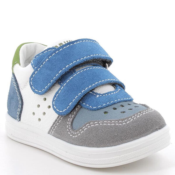 Buty PRIMIGI biało-niebieskie skórzane sneakersy
