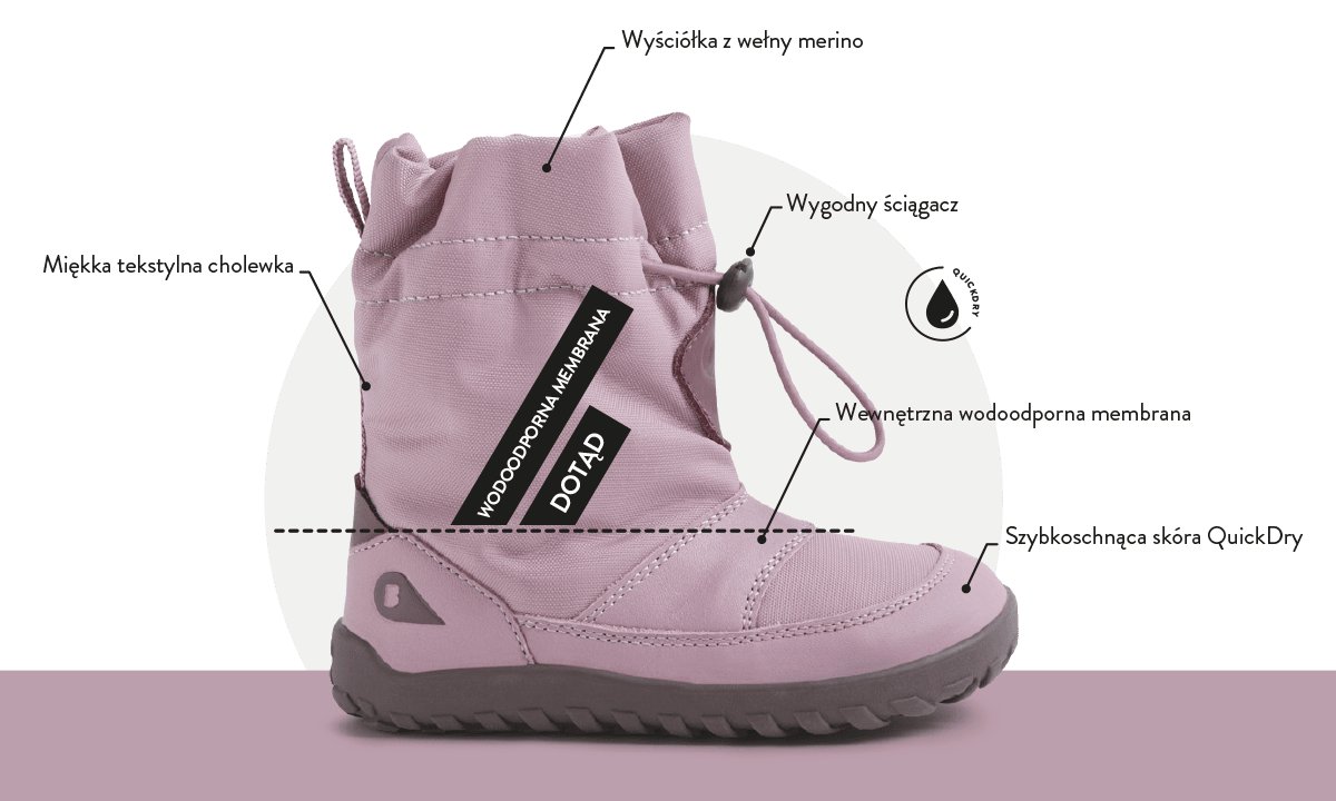 Bobux barefoot buty zimowe KP Alpha Paden Arctic WP BQ Lilas - obrazek 5
