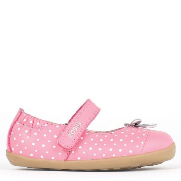 Bobux lekkie skórzane balerinki w groszki Classic Swing Pink Spot