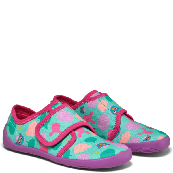 Affenzahn lekkie kapcie barefoot Slipper Cotton Movy Owl Turquoise