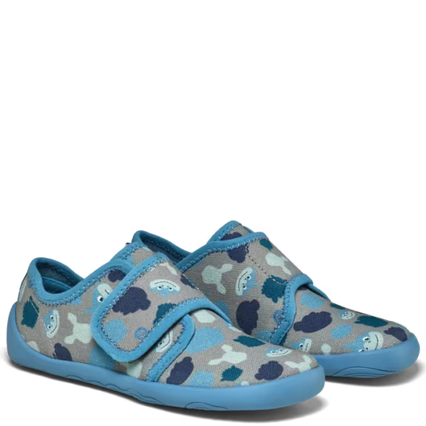 Affenzahn lekkie kapcie barefoot Slipper Cotton Movy Shark Blue