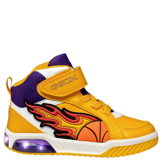 GEOX Sneakersy ze światełkami J Inek Boy C Yellow/Purple - obrazek 3