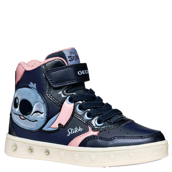 GEOX Sneakersy ze światełkami J Skylin Girl H Navy/Pink