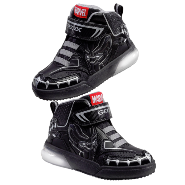 GEOX świecące Sneakersy Avengers J Grayjay B.B Black/Silver
