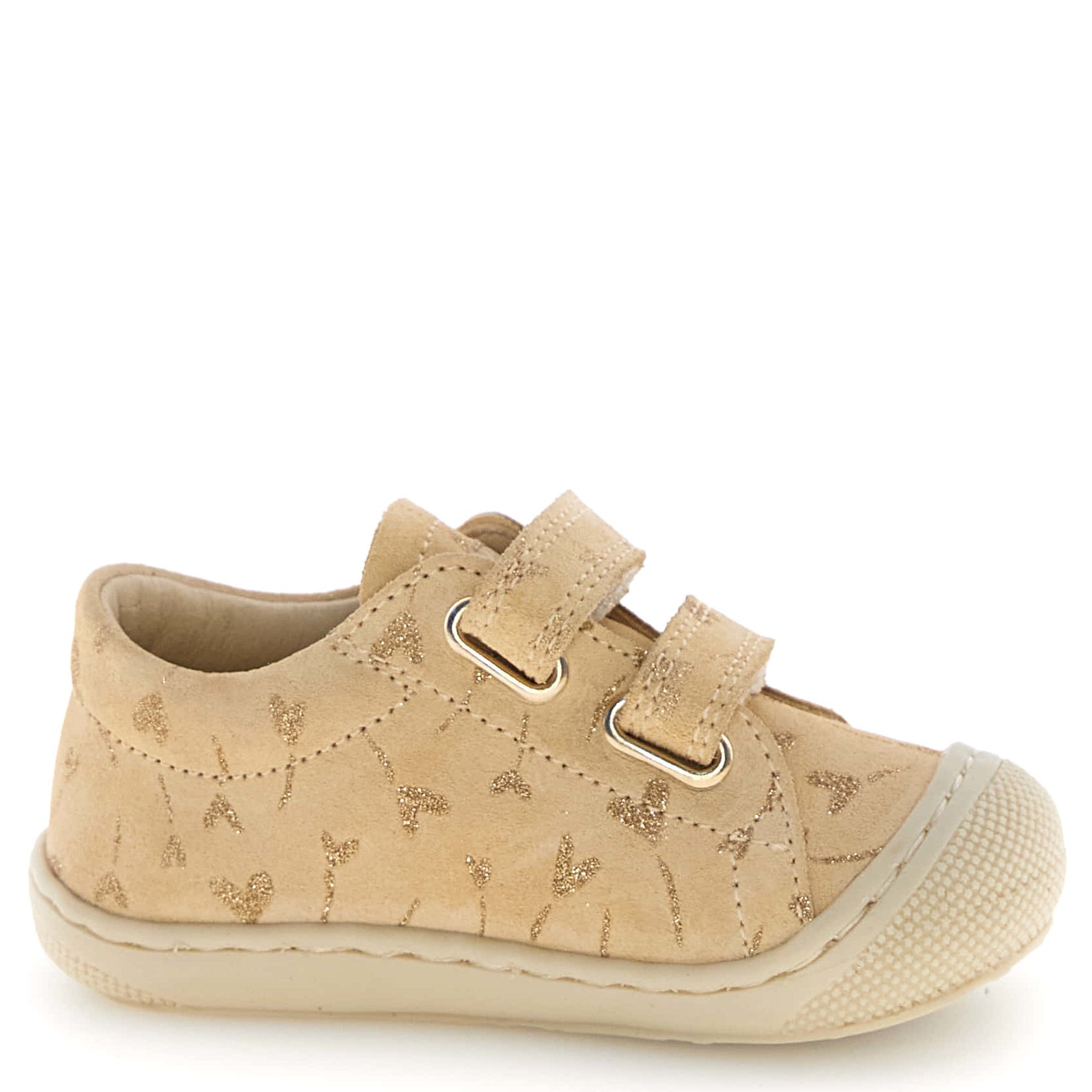 Lekkie i elastyczne buty NATURINO Cocoon Low Vanilla w złote serca - obrazek 3