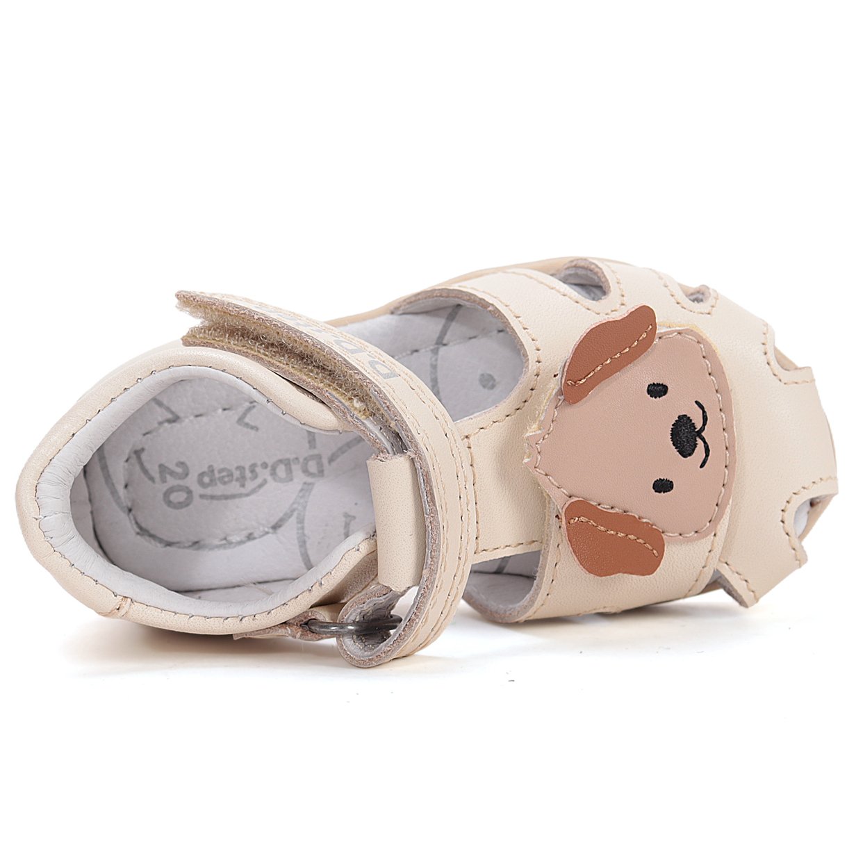 DD Step skórzane Sandałki Barefoot Cream z pieskiem - obrazek 6