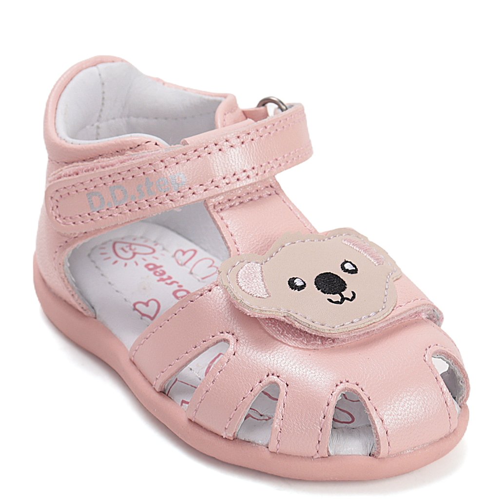 DD Step skórzane Sandałki Barefoot Baby Pink Koala - obrazek 4