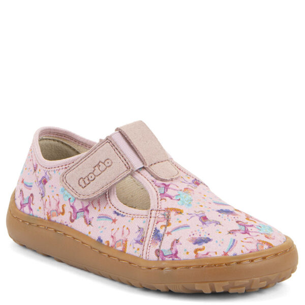 Froddo dziecięce kapcie Barefoot Canvas T-Bar Pink