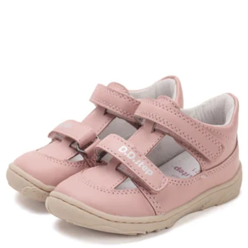 DD Step skórzane półsandałki barefoot Baby Pink