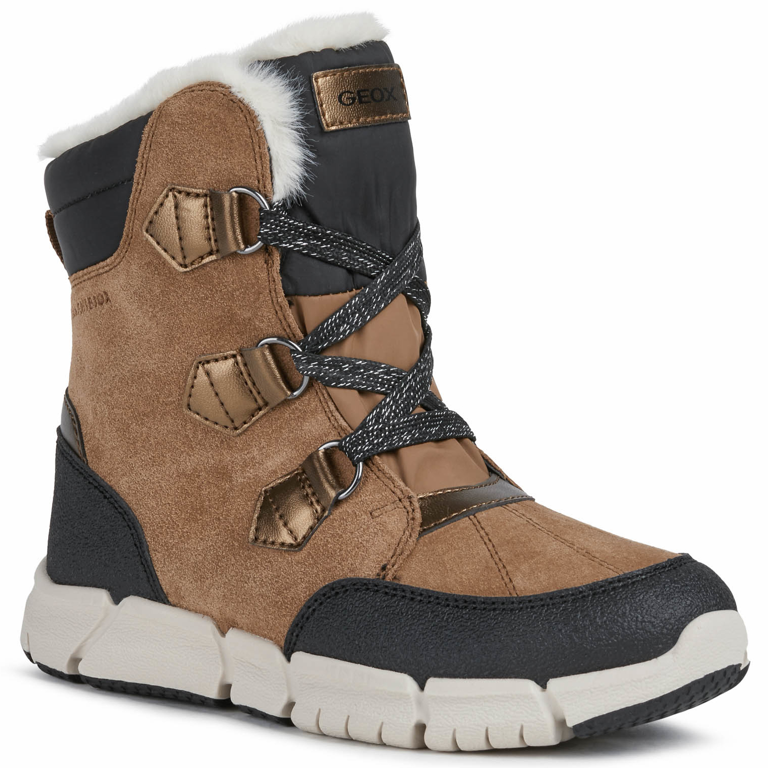 GEOX Buty zimowe J Flexyper G. B ABX Whisky/Black