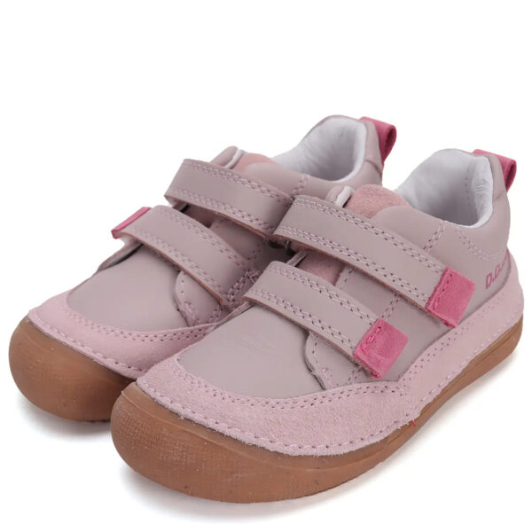 DD Step skórzane dziewczęce półbuty Barefoot Pink