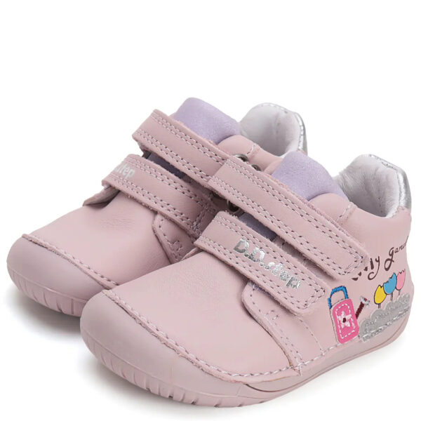 DD Step skórzane wiosenne buty Barefoot z tulipanami