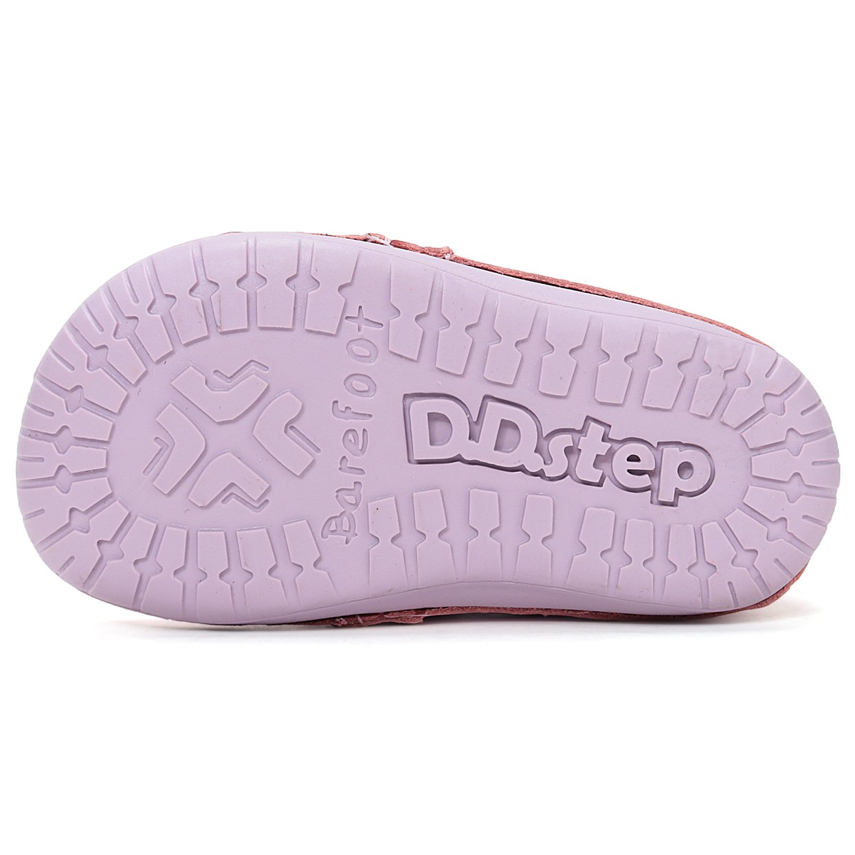 DD Step skórzane różowe buty Barefoot z niebieskim ptaszkiem - obrazek 8