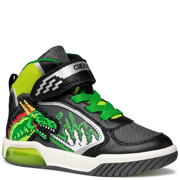 GEOX Sneakersy ze światełkami J Inek Boy A Black/Lime