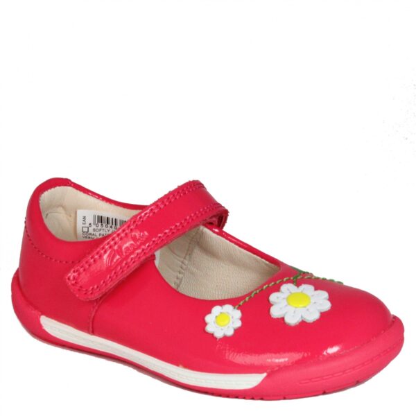 Clarks urocze skórzane koralowe balerinki SOFTLY JAM FST
